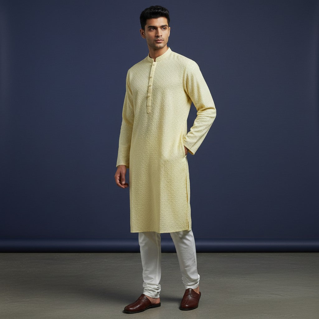 Chikankari Embroidered Sequinned Kurta Set