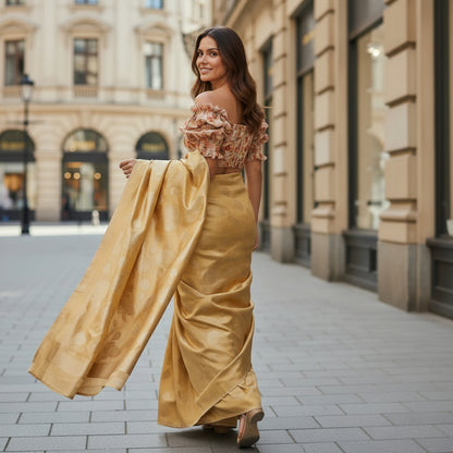 Chiffon Crop Top Ruffle Designer Blouse