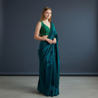 Silk Blend V-Neck Designer Blouse