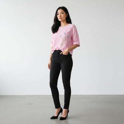 Cotton Dubble Gauze Embroidered Top