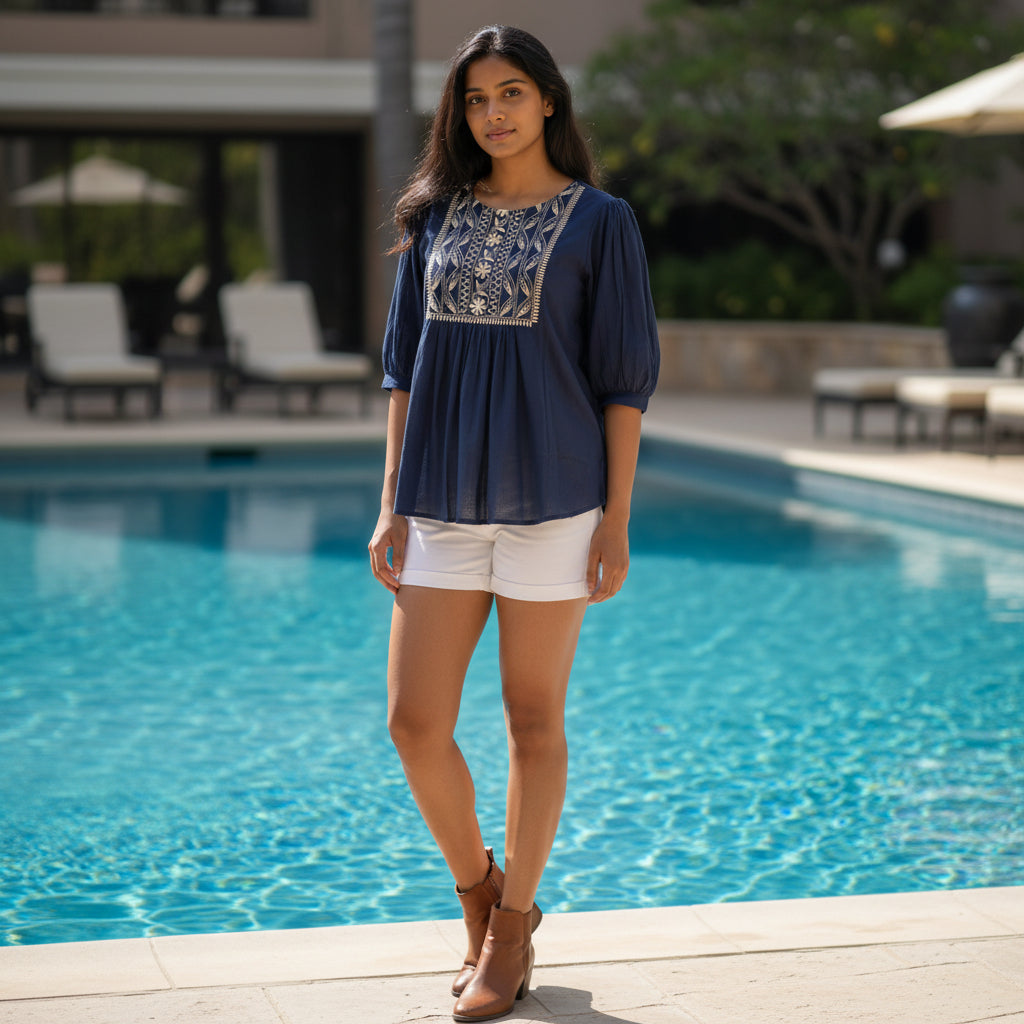Thread Embroidered Top
