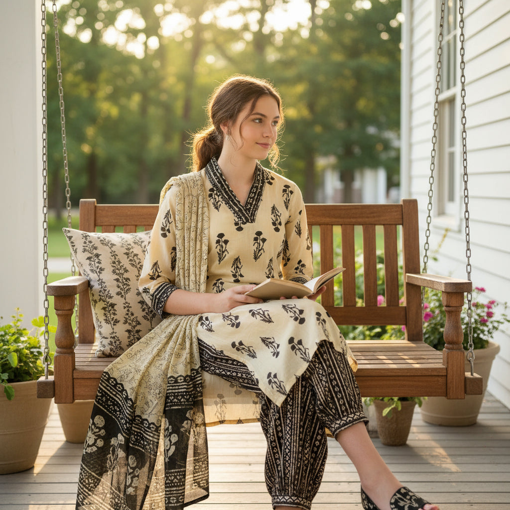 Cotton Straight-fit Kurta Set