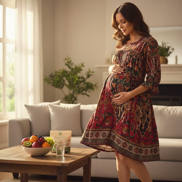 Burgundy Multi-Color Printed Maternity Dress