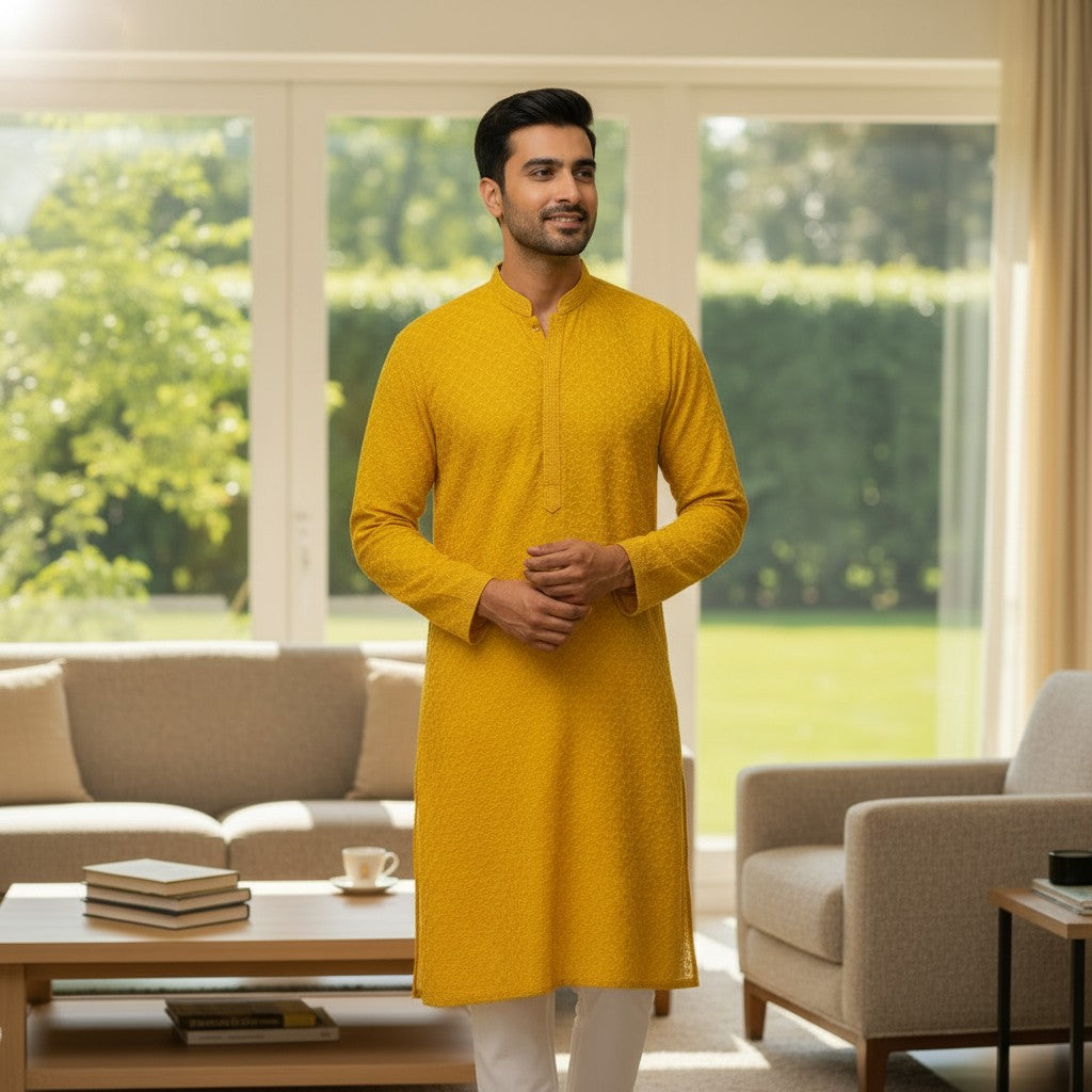 Chikankari Embroidered Sequinned Kurta Set
