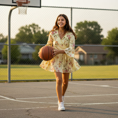 Cotton Angrakha-Wrap Kurti V-neck Tie-up