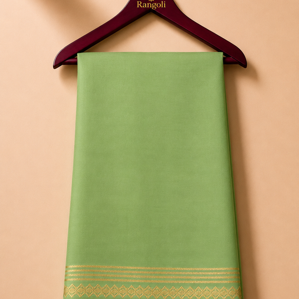 Mysore Pure Silk with Multi-Line Gold Zari Border