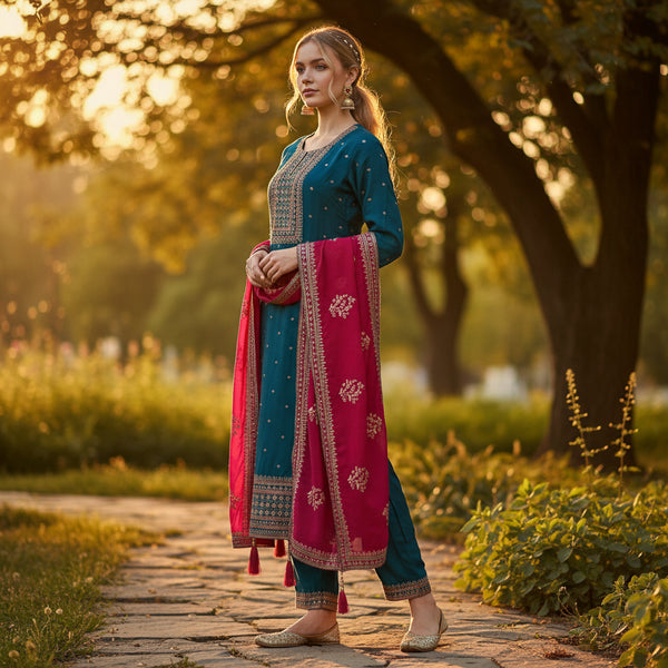 Silk-blend Kurta Set for Elegant Wear