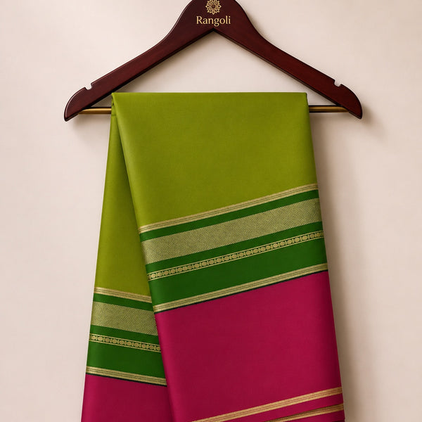 Mysore Pure Silk Saree with 3 Bentex Butta (120 GSM) - Mint Green