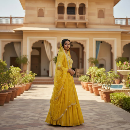 Georgette Lehenga with Heavy Bodice Embroidery