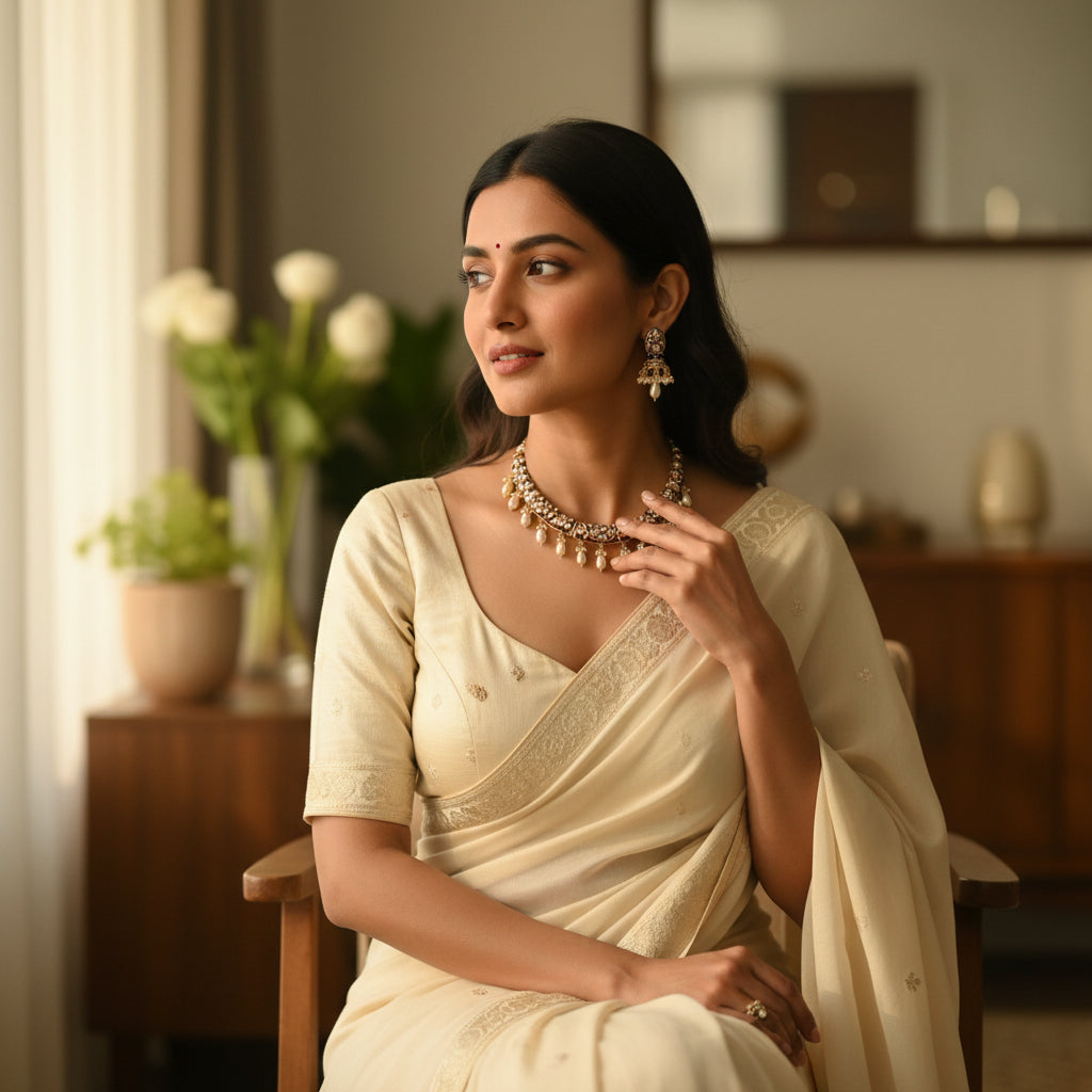 Gold Plated Choker with Teardrop Pearls
