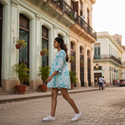 Cotton Flared Tunic V-neck Summer Wear