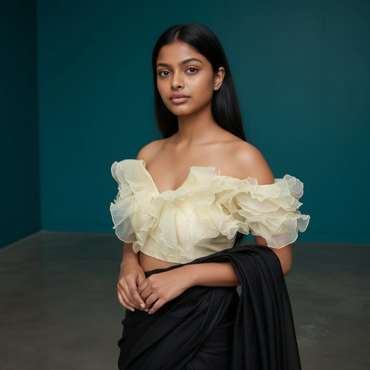 Organza Multi-Layer Ruffle Designer Blouse