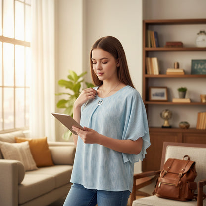 Lightweight Pleated Chiffon Flutter-Sleeve Tunic