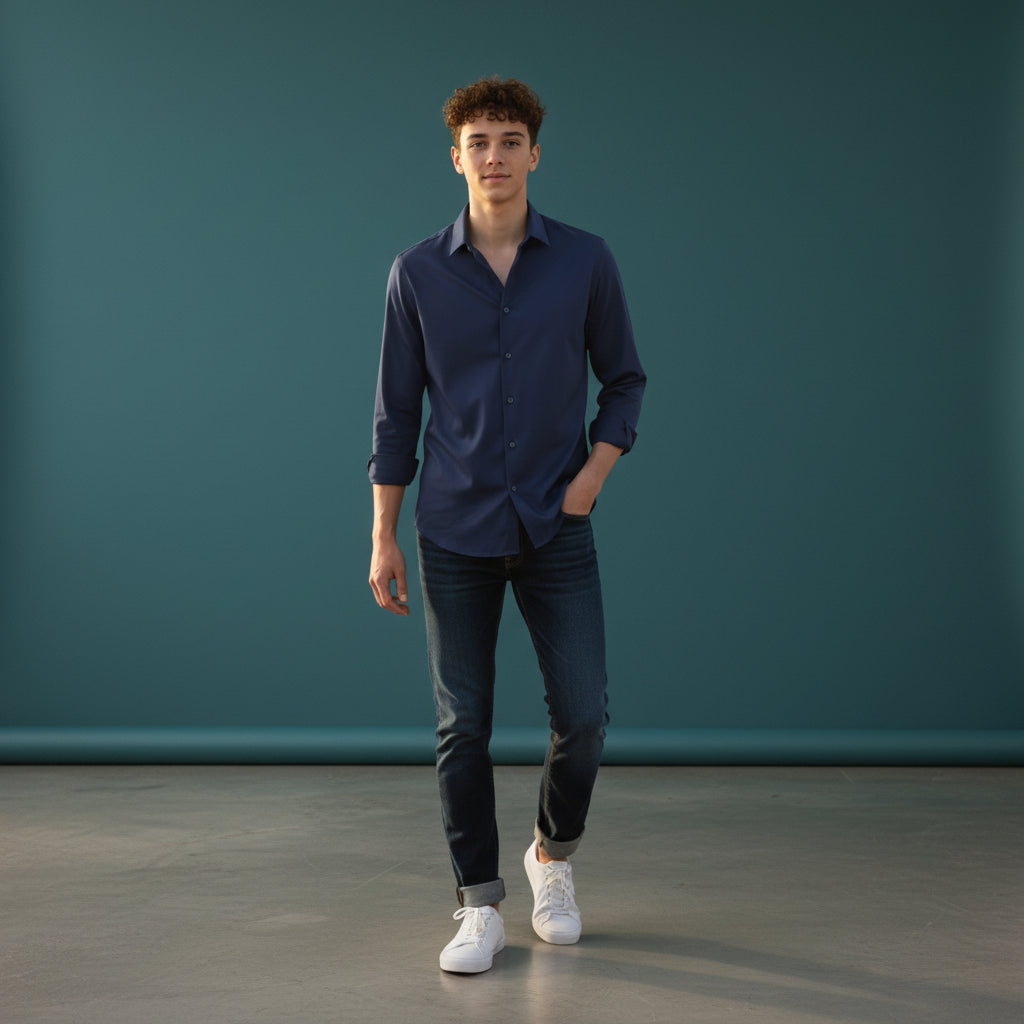 Polyester Button-Up Shirt