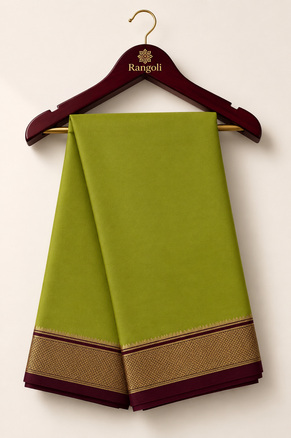 Mysore Pure Silk Gatti Border Saree - Lime Green