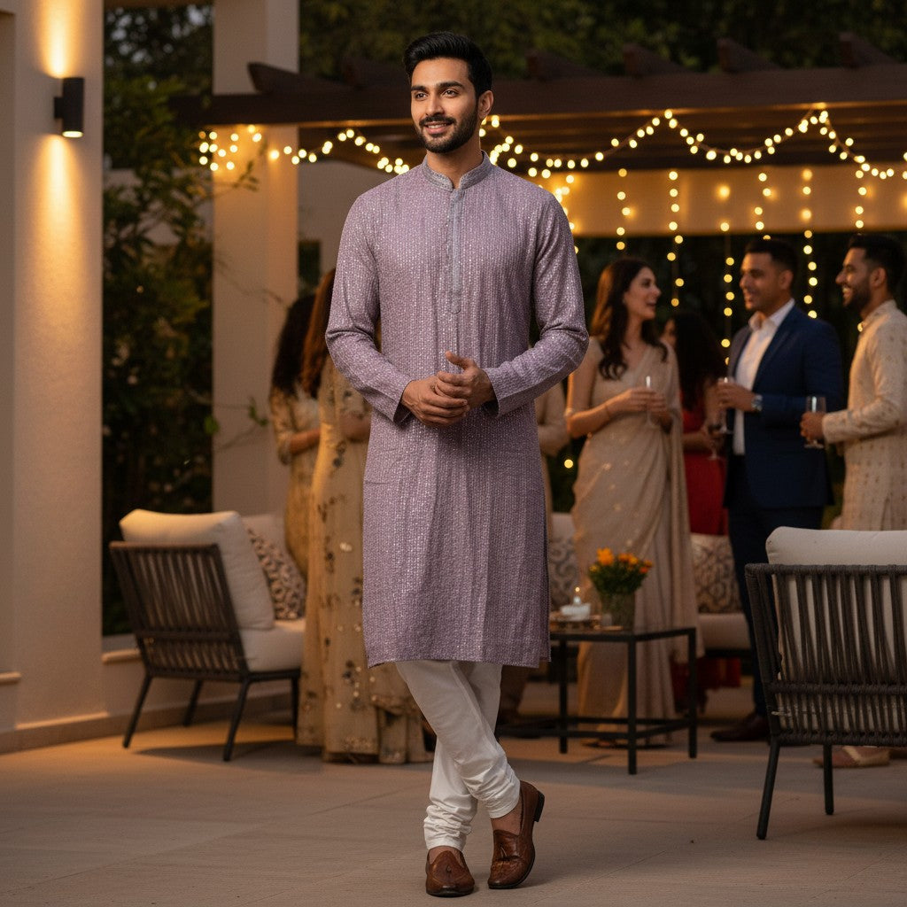 Lavender Kurta Set for Men