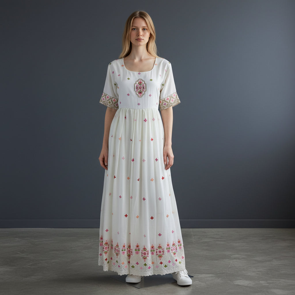 Georgette Floral Embroidered Long Dress