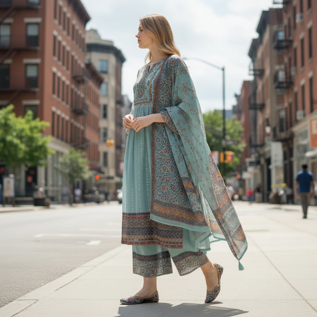 Chiffon Rayon Blend Sharara Set