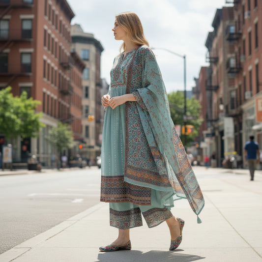 Chiffon Rayon Blend Sharara Set