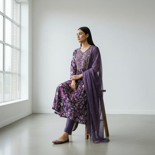 Cotton Floral Print Kurta Set