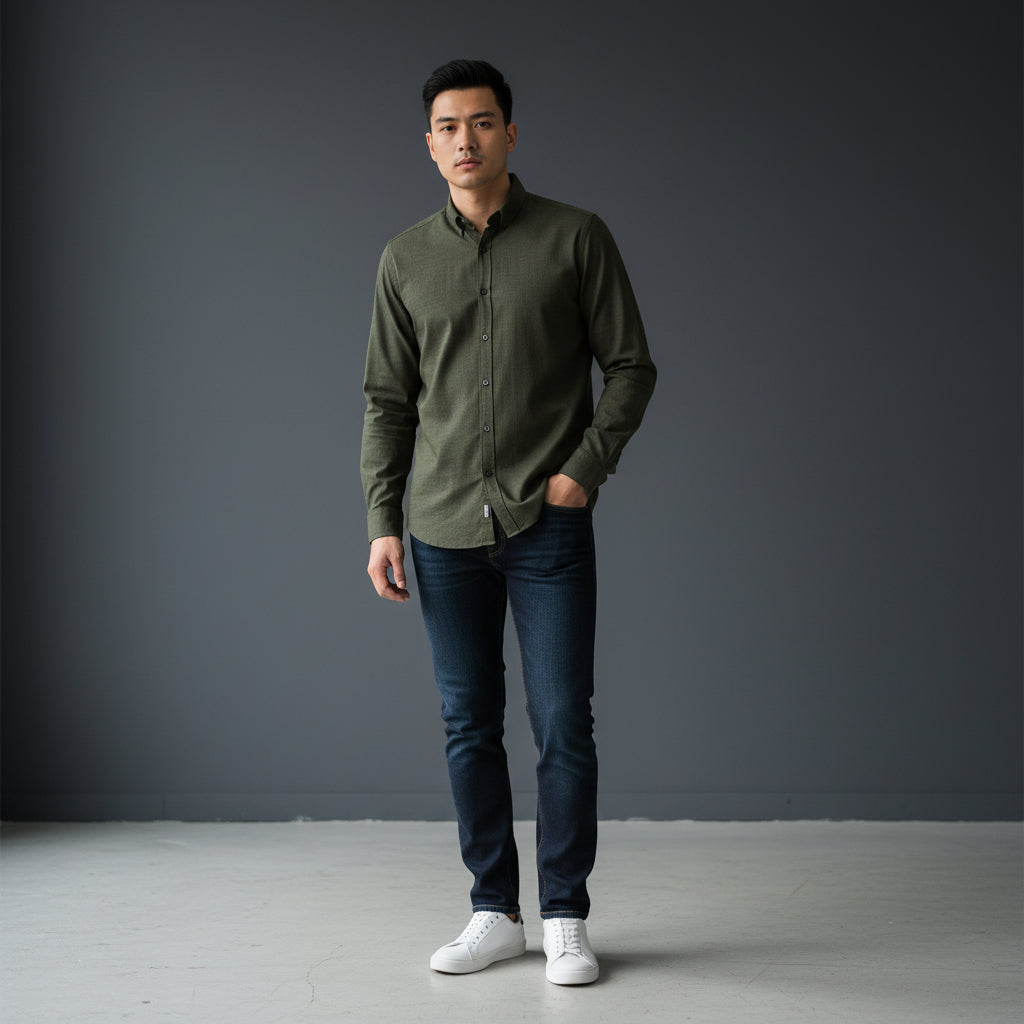 Cotton Polyester Button-Up Shirt