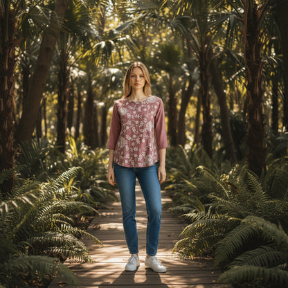 Cotton Blend Tunic All Over Vine Embroidery