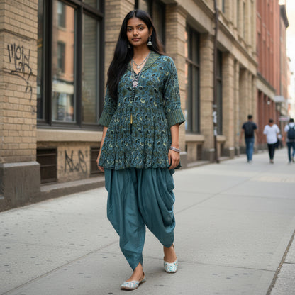 Lightweight Printed Fabric Dhoti Set for Comfort