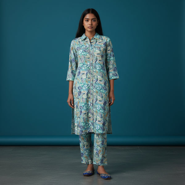 Printed Cotton/Silk Co-ord Set