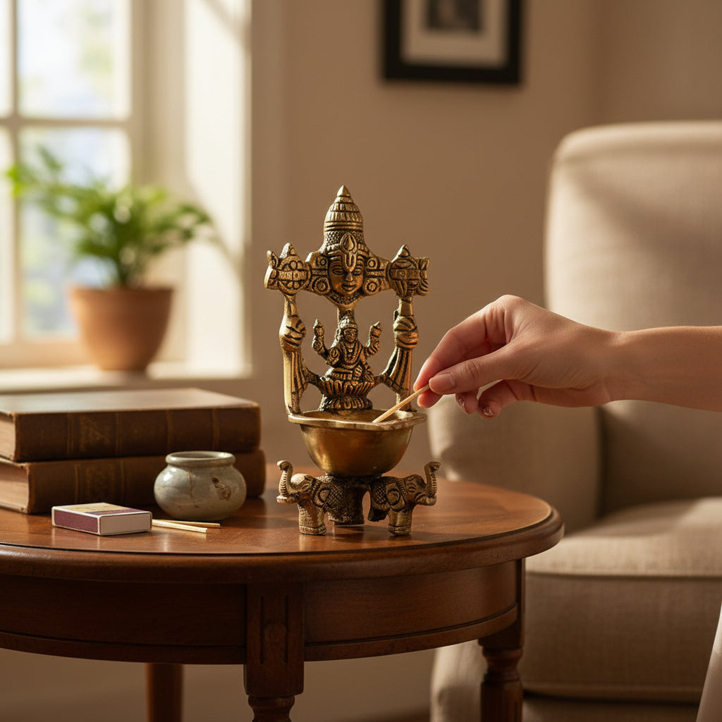 Brass Sculpture Offering Dish