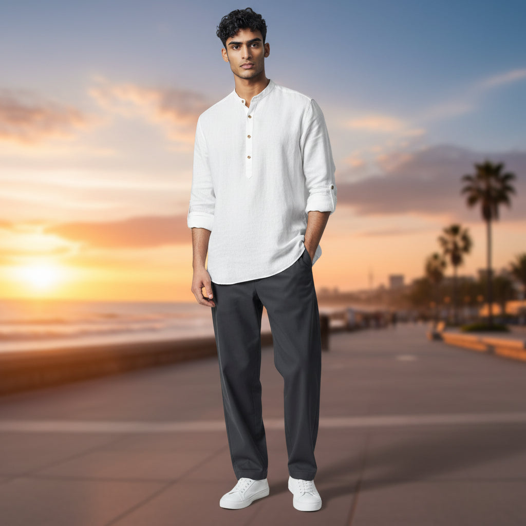 Linen Cotton Half Kurta