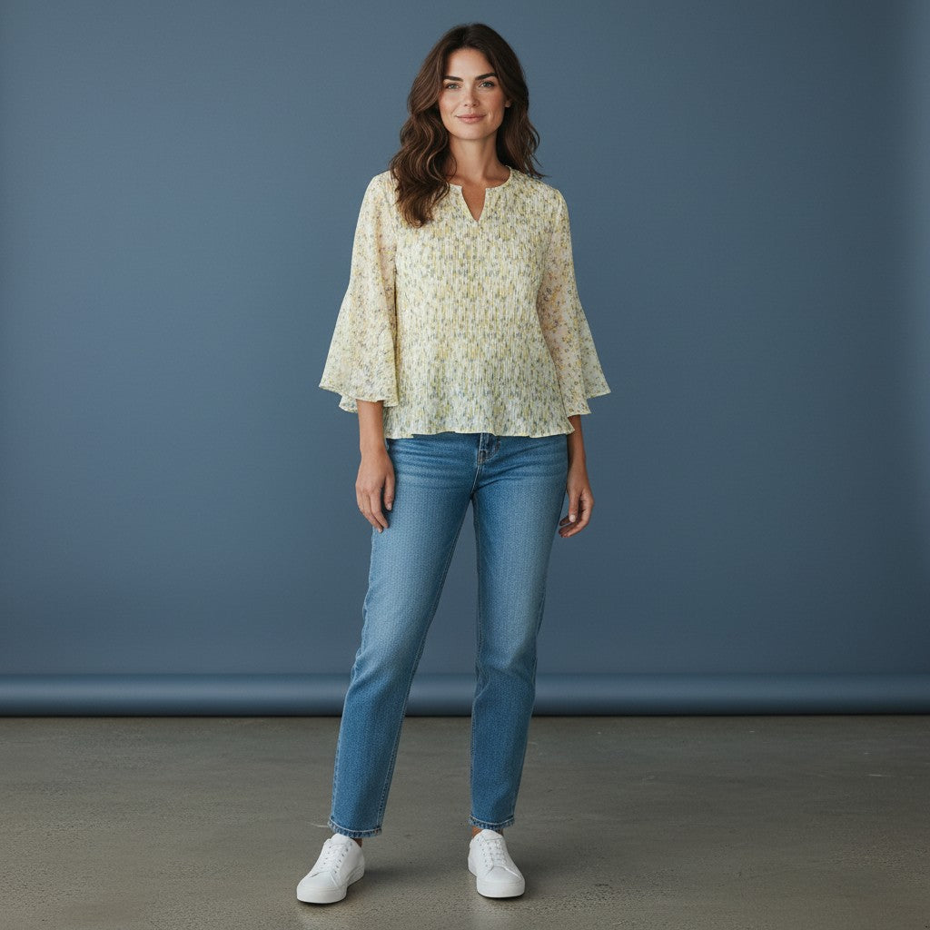 Crinkled Floral print Top