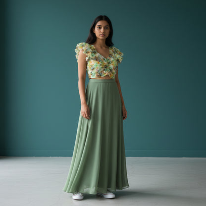 Chiffon Ruffled Sleeve Designer Blouse