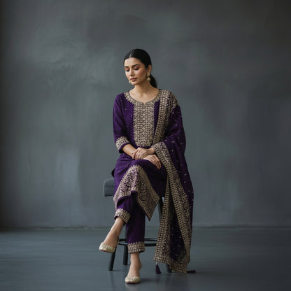 Silk-blend Kurta Set for Elegance