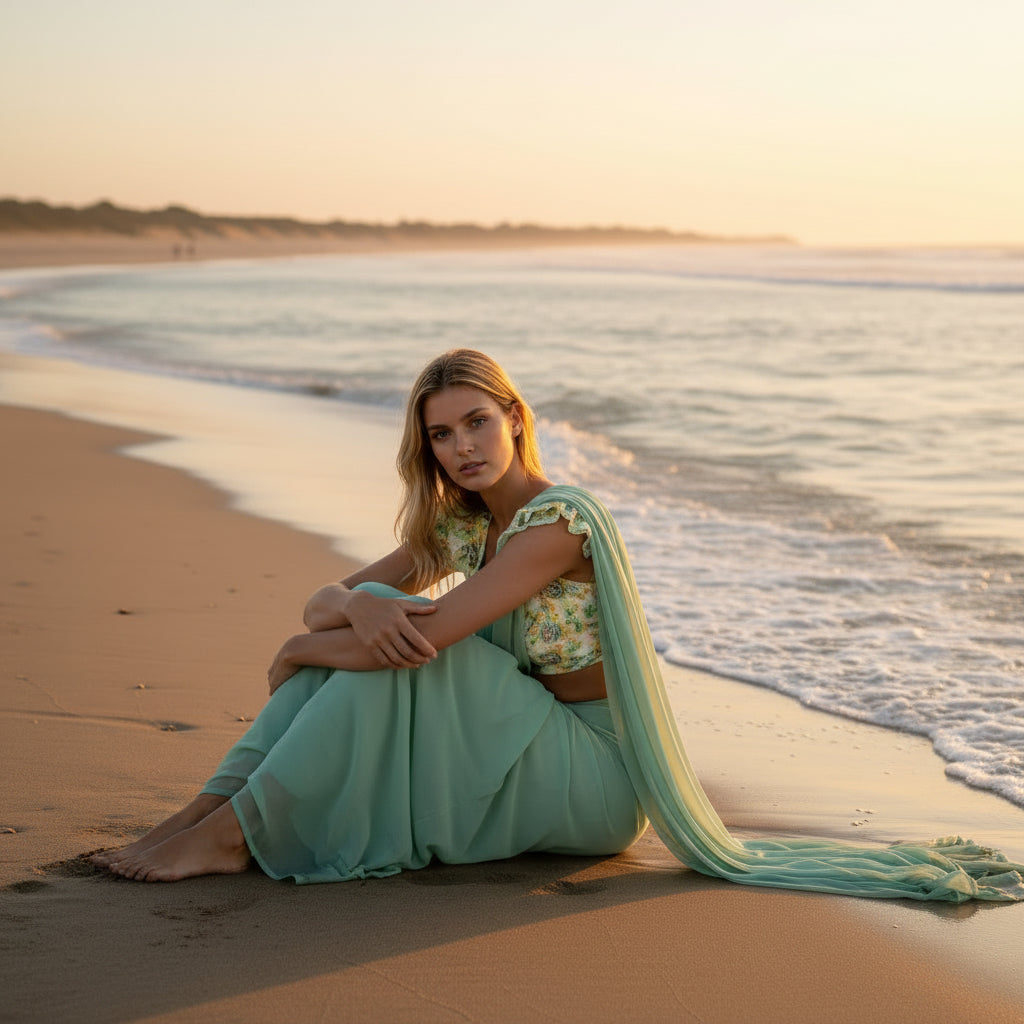 Chiffon Ruffled Sleeve Designer Blouse