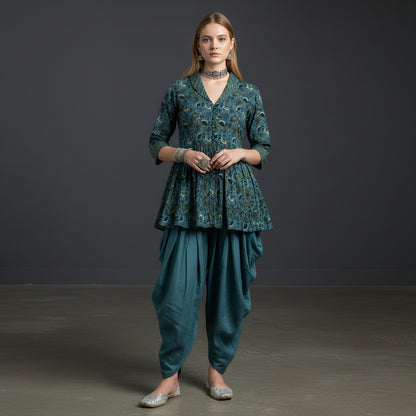 Lightweight Printed Fabric Dhoti Set for Comfort