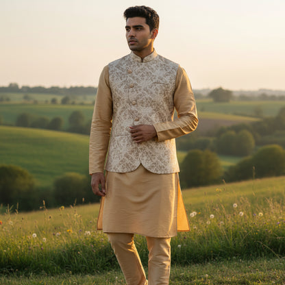 Cotton Silk Blend Kurta Set 3 Piece