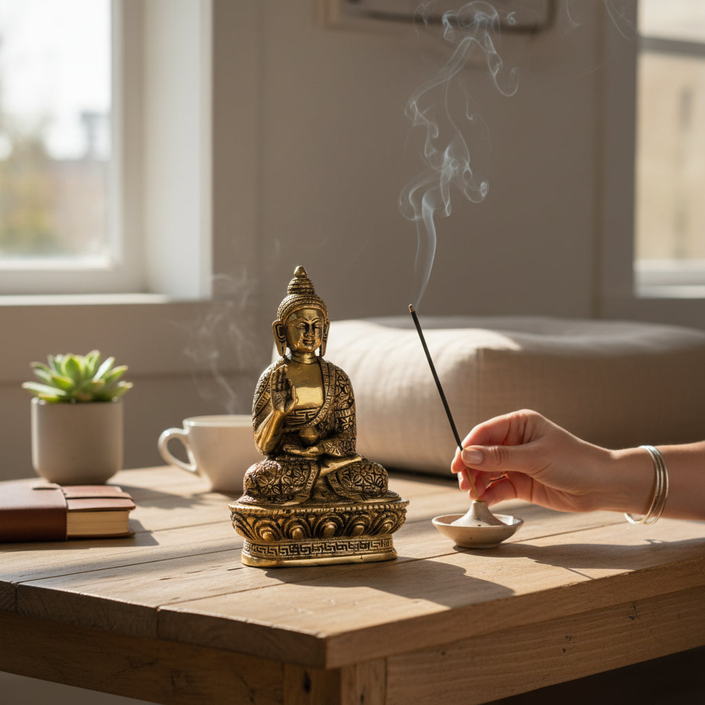 Brass Buddha Sculpture Home Decor Accent