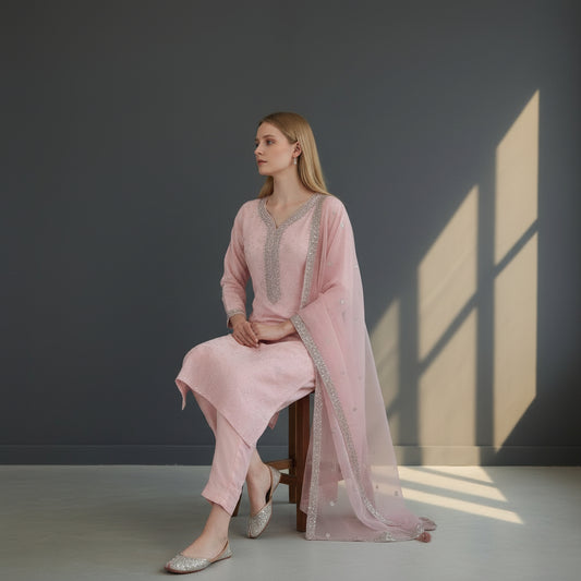 Silk Blend Kameez Set for Festivities