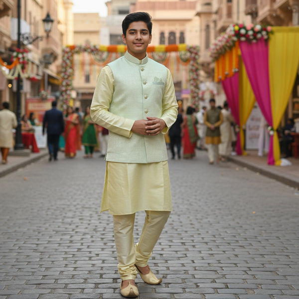 Cotton Silk Blend Kurta Set 3 Piece