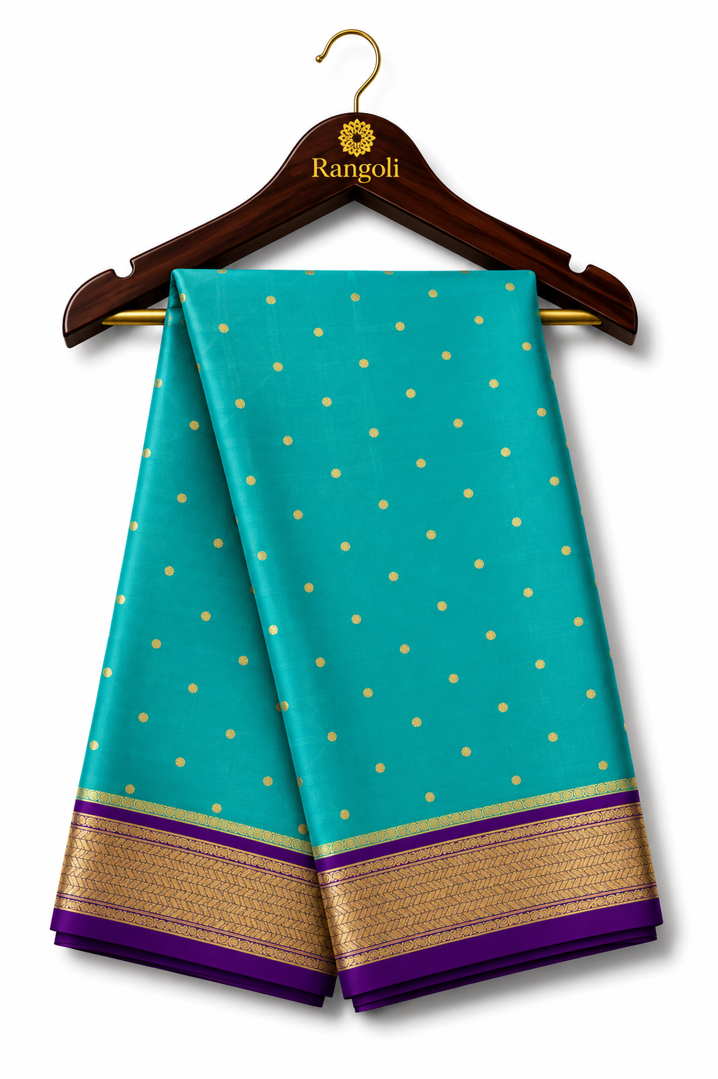 Mysore Pure Silk Crepe Dupatta with Butta (Dots) - Teal