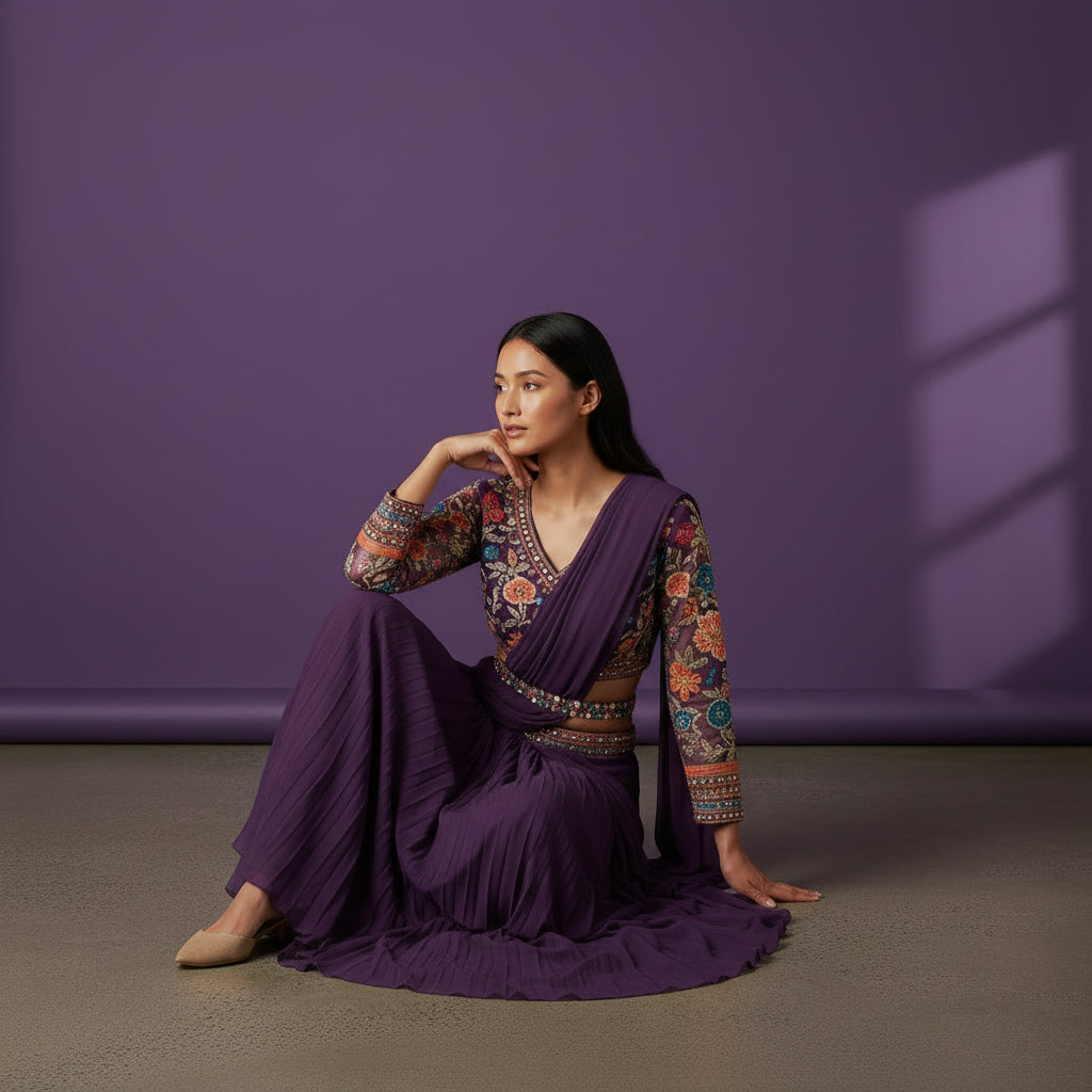 Crepe Draped Lehenga for Elegant Celebrations