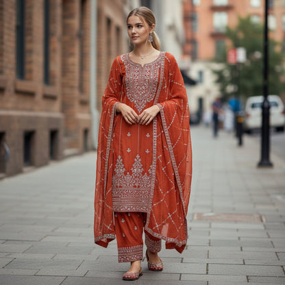 Silk Blend Sharara Style Kurta Set