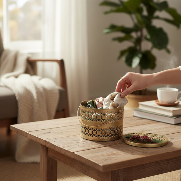 Rose-Embellished Lattice Box