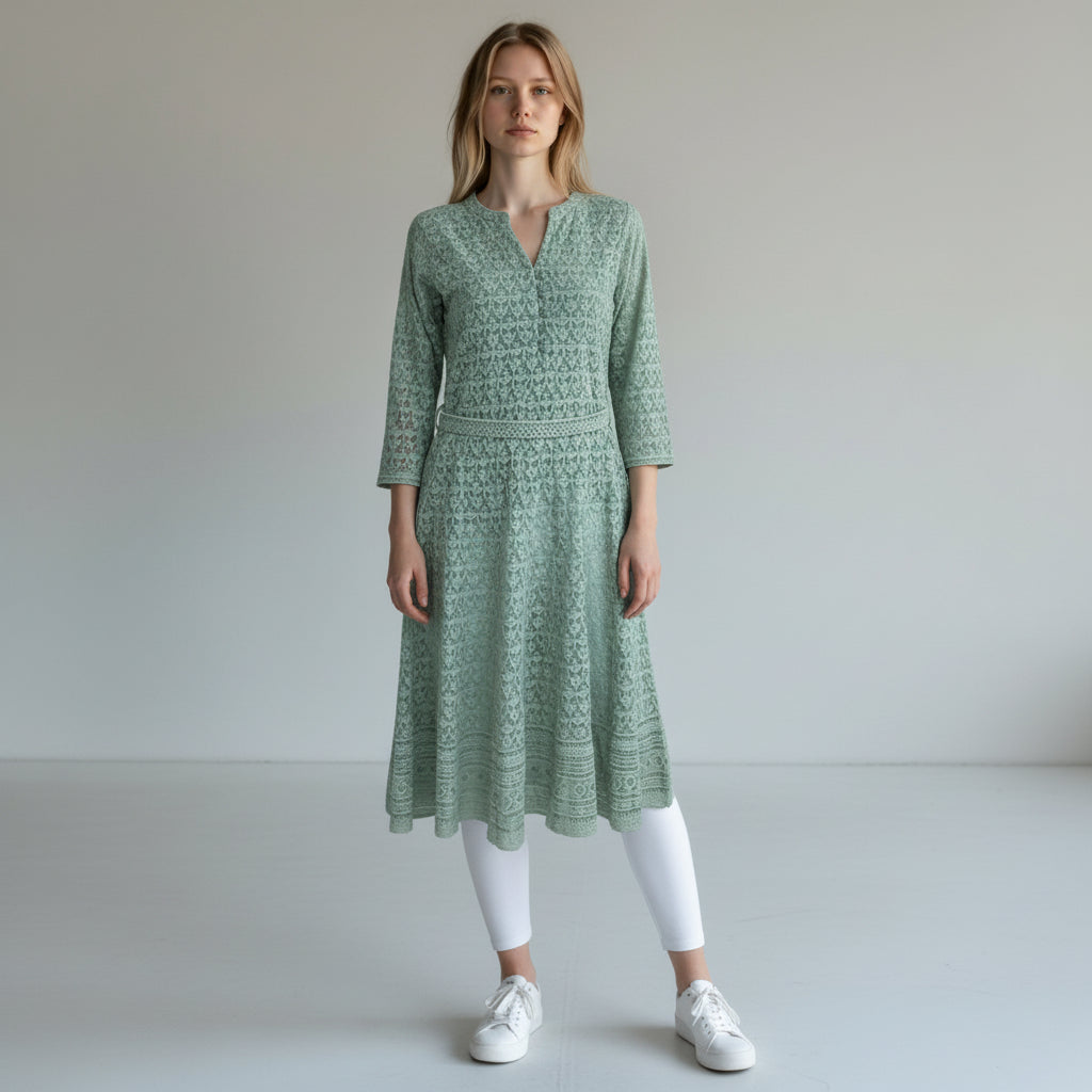 Chikankari Print With Sequence Kurta
