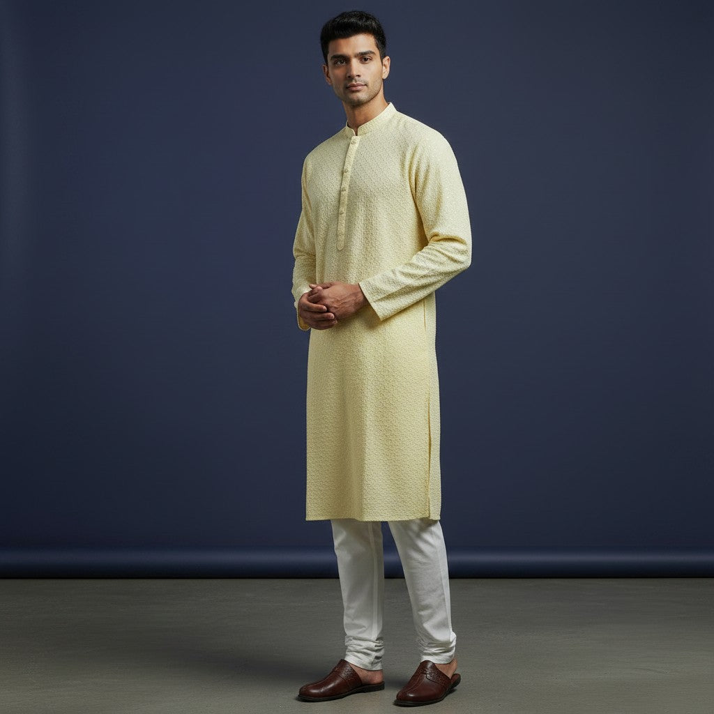 Chikankari Embroidered Sequinned Kurta Set