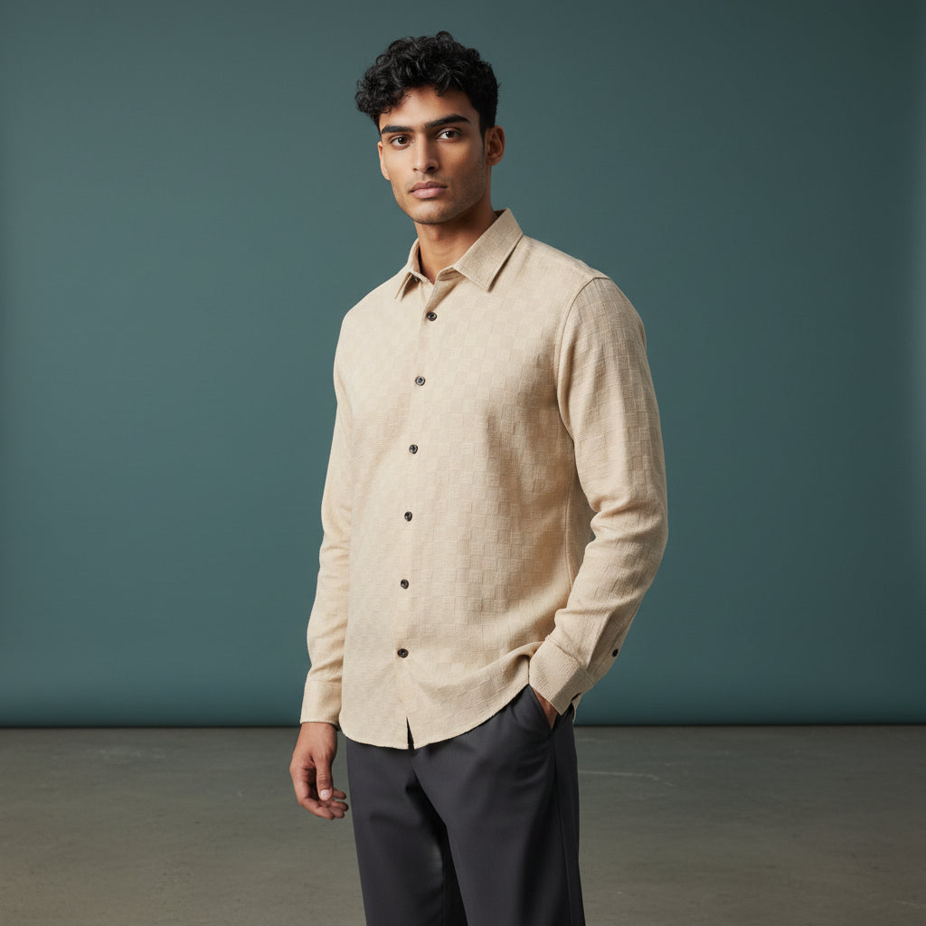 Cotton Polyester Blend Button-Up Shirt