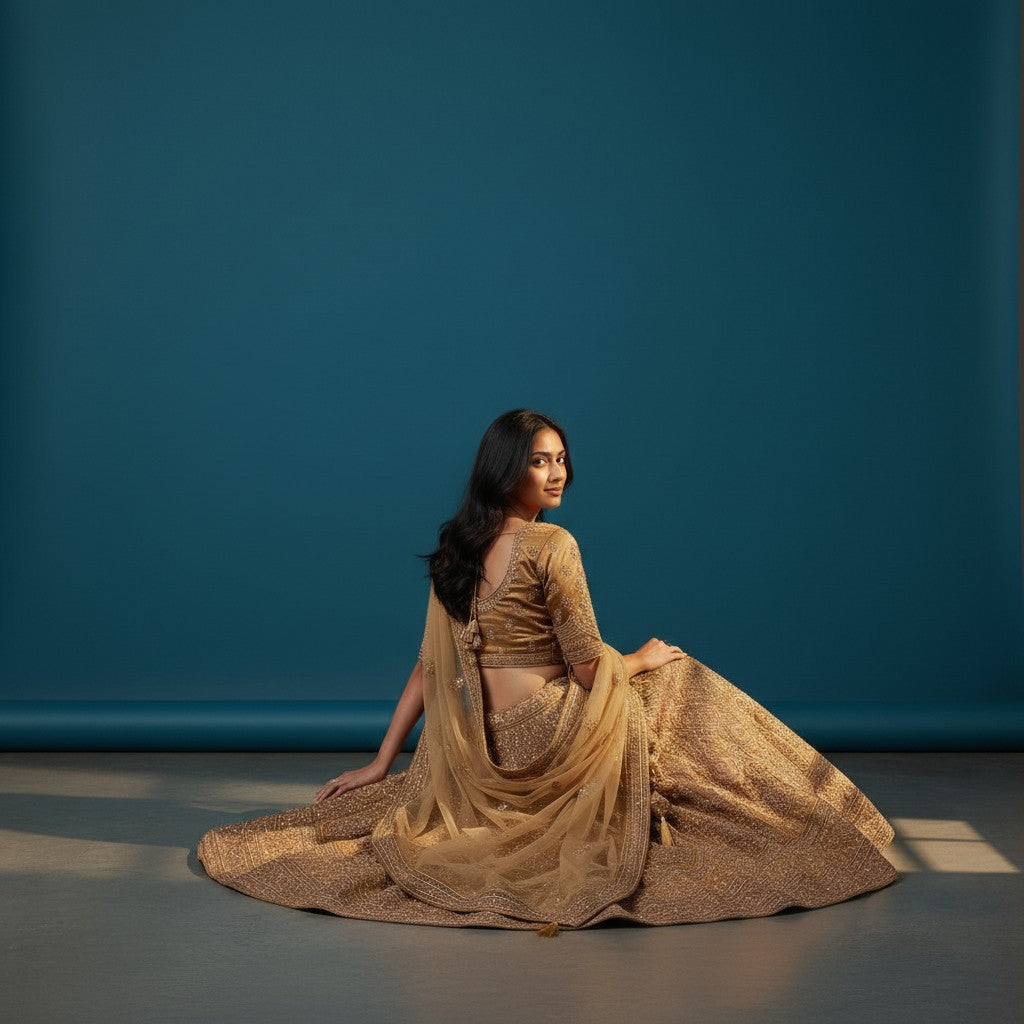 Heavily Embellished Bridal Lehenga with Zardosi and Thread Work