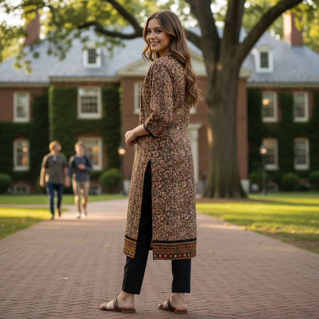 Cotton Kurta Floral Paisley Print Traditional Everyday Wear