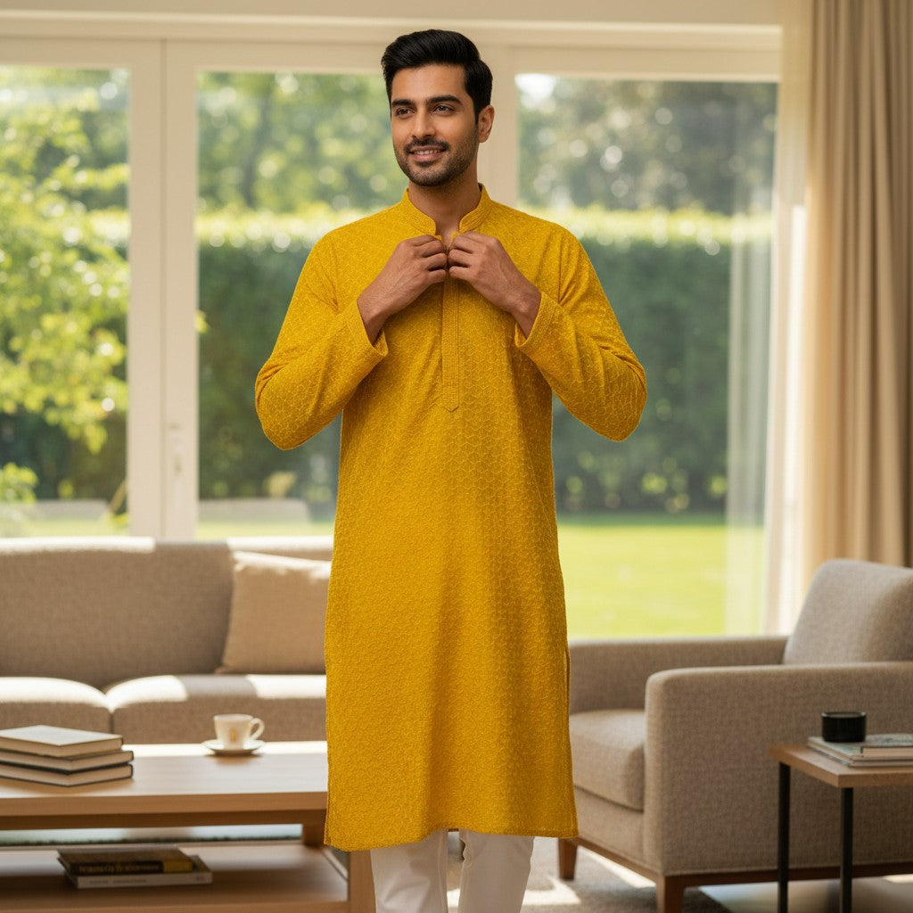 Chikankari Embroidered Sequinned Kurta Set