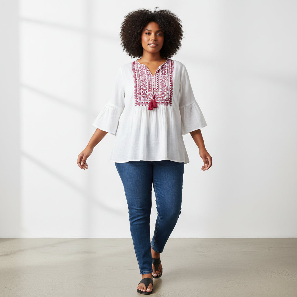 Deep Red Embroidered Tunic